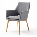 Gray upholstered chair with wooden legs and contemporary design 60 x 60 x 85cm