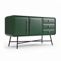 Modern green storage cabinet with black metal legs 150 x 45 x 75cm