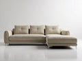 Sectional sofa with linen upholstery and chrome legs 220 x 100 x 85cm