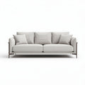 Modern light gray fabric sofa with metal frame and detachable cushions 200 x 90 x 85cm