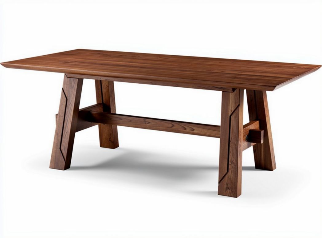 Solid wood dining table with modern design and natural finish 200 x 100 x 75cm