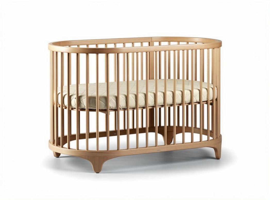 Wooden crib with cushioned mattress suitable for infants 75 x 40 x 50cm