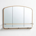 Three-panel wall-mounted mirror with bamboo frame and metal hooks 65 x 10 x 40cm