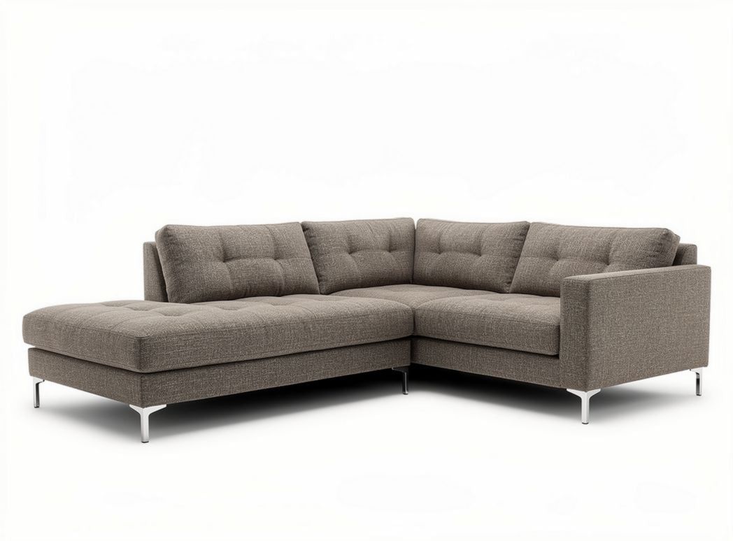 Sectional sofa in light brown upholstery with modern design 220 x 80 x 90cm