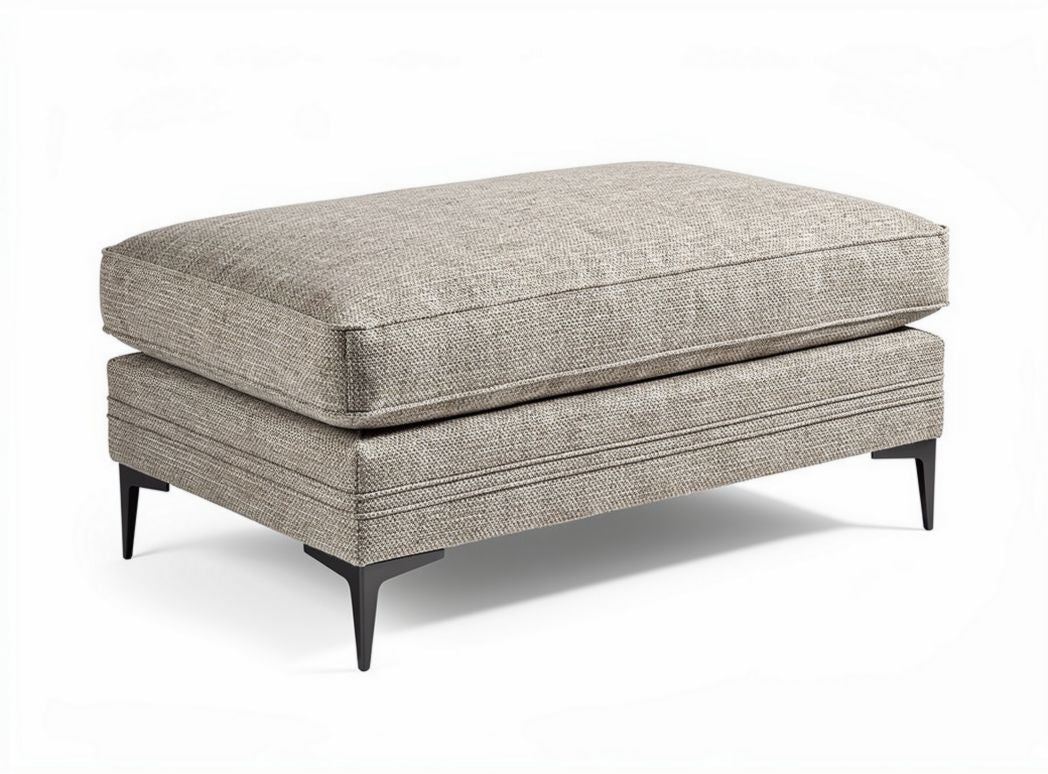 Fabric ottoman in light gray with modern design 90 x 70 x 40cm