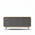 Modern gray cabinet with wooden frame and storage doors 120 x 40 x 75cm