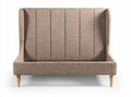 Fabric upholstered high back sofa with wooden legs 150 x 70 x 100cm